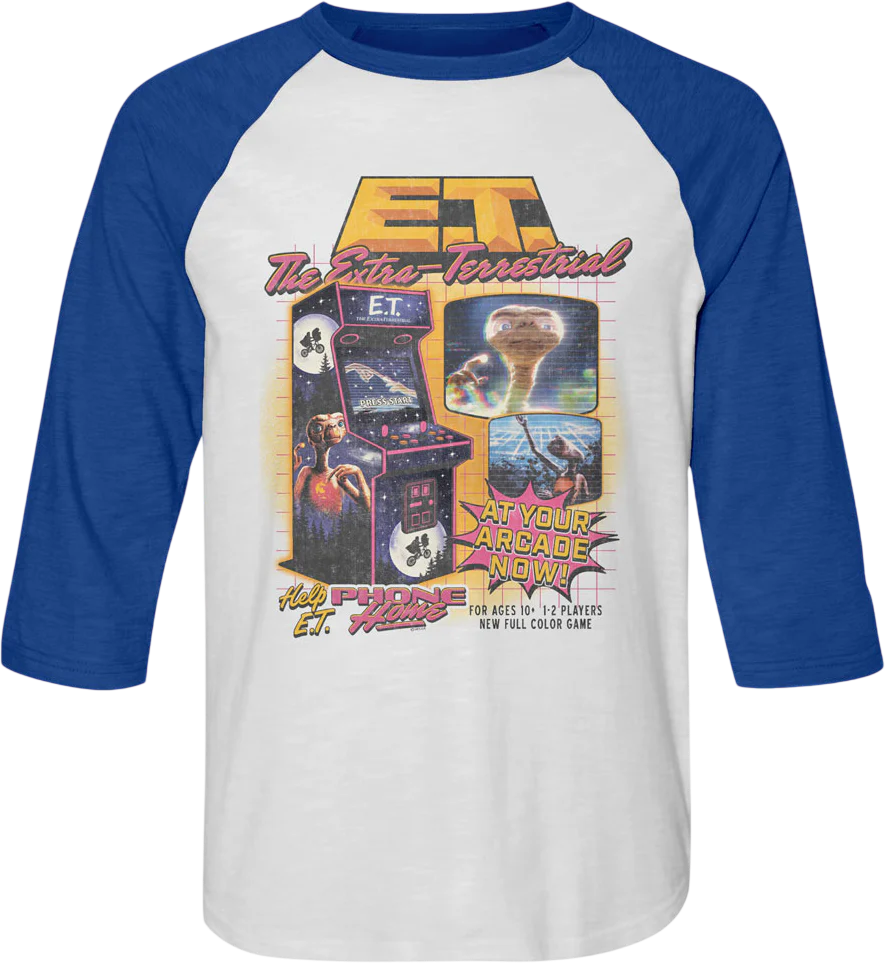 Arcade Game E.T. The Extra-Terrestrial Raglan Baseball Shirt