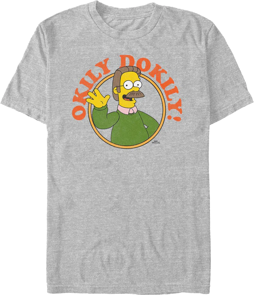 Athletic Heather Ned Flanders Okily Dokily Simpsons T-Shirt