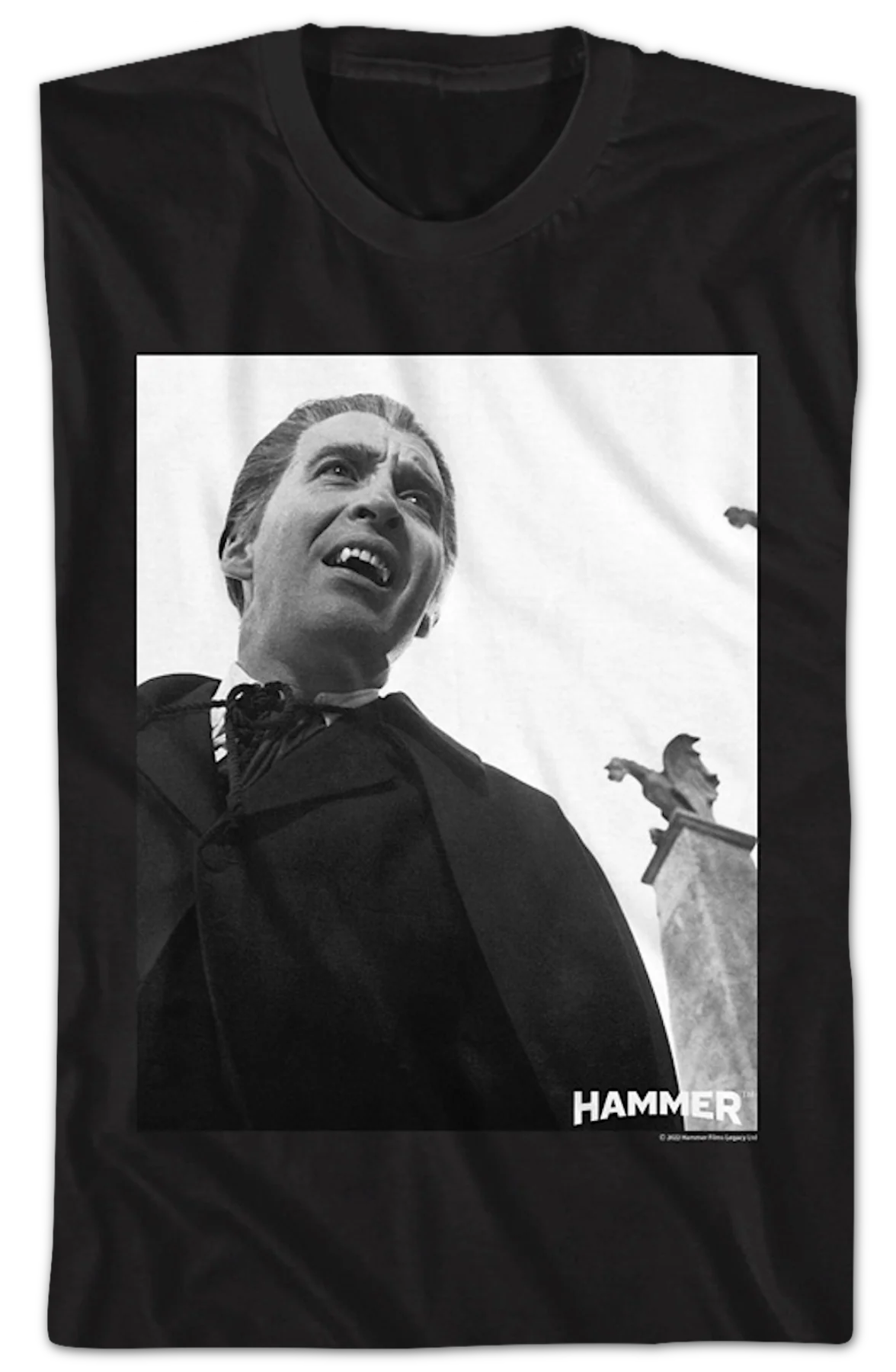 Black And White Dracula Photo Hammer Films T-Shirt - Image 2