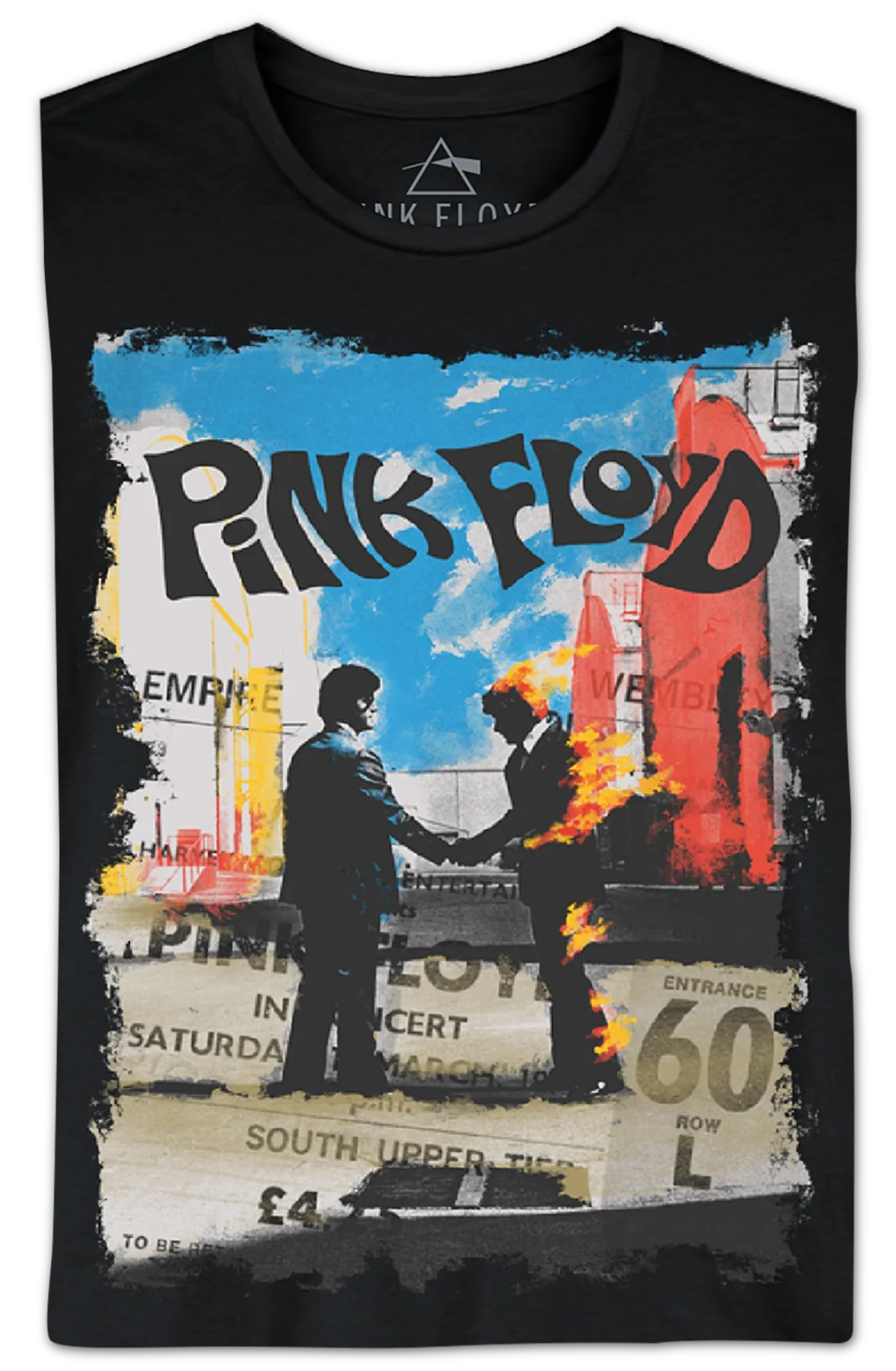Black Empire Pool Concert Ticket Pink Floyd T-Shirt - Image 2