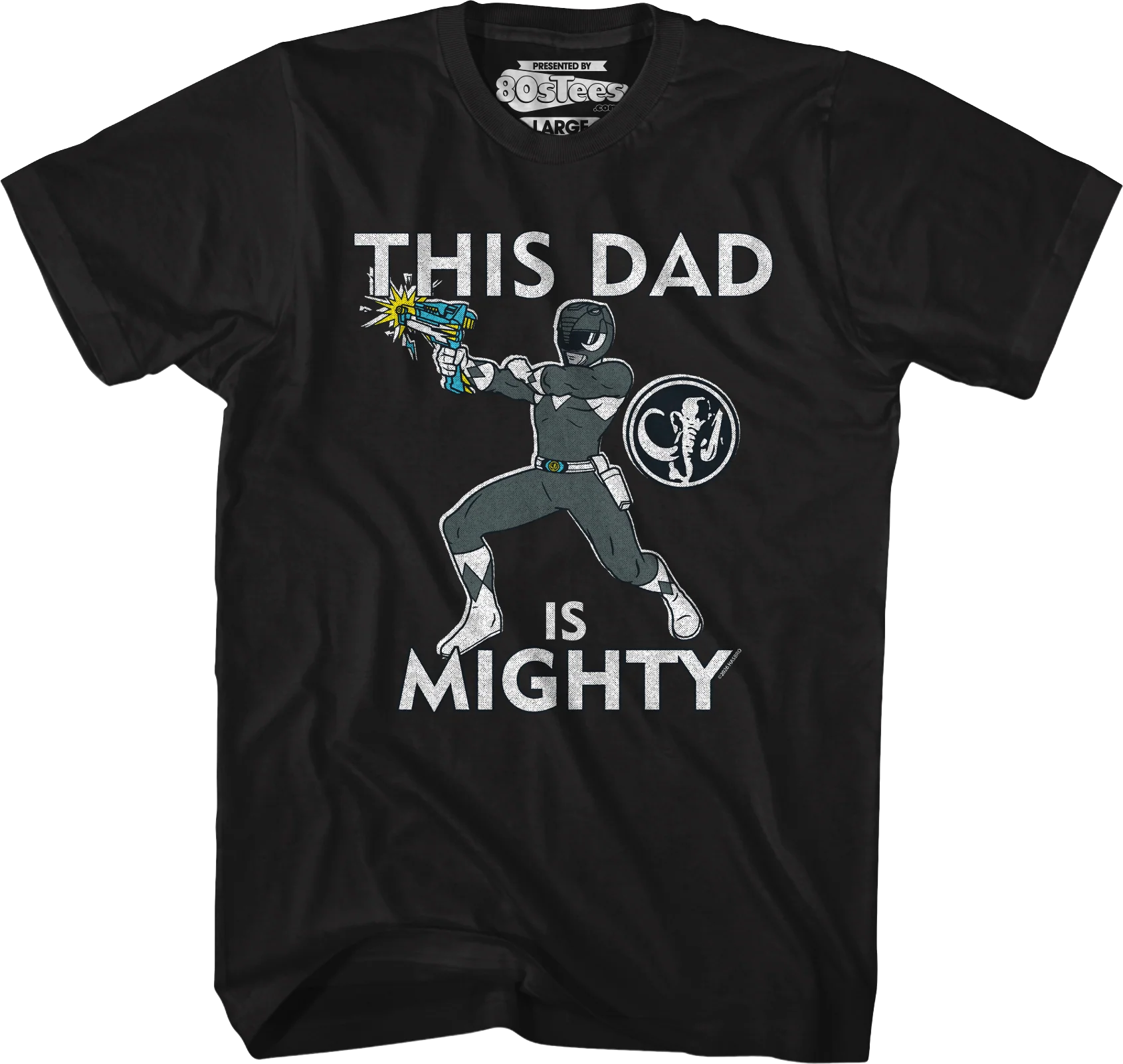 Black Ranger This Dad Mighty Morphin Power Rangers T-Shirt - Image 4