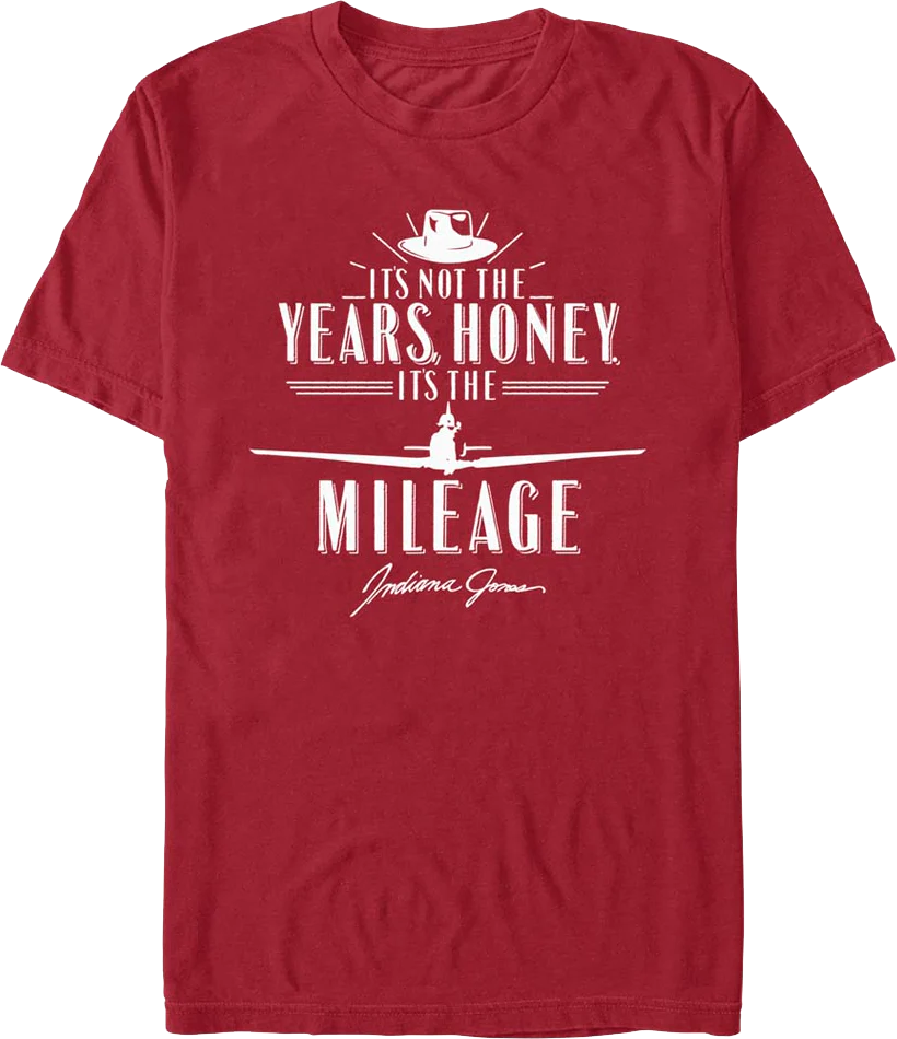 Cardinal It's Not The Years It's The Mileage Indiana Jones T-Shirt