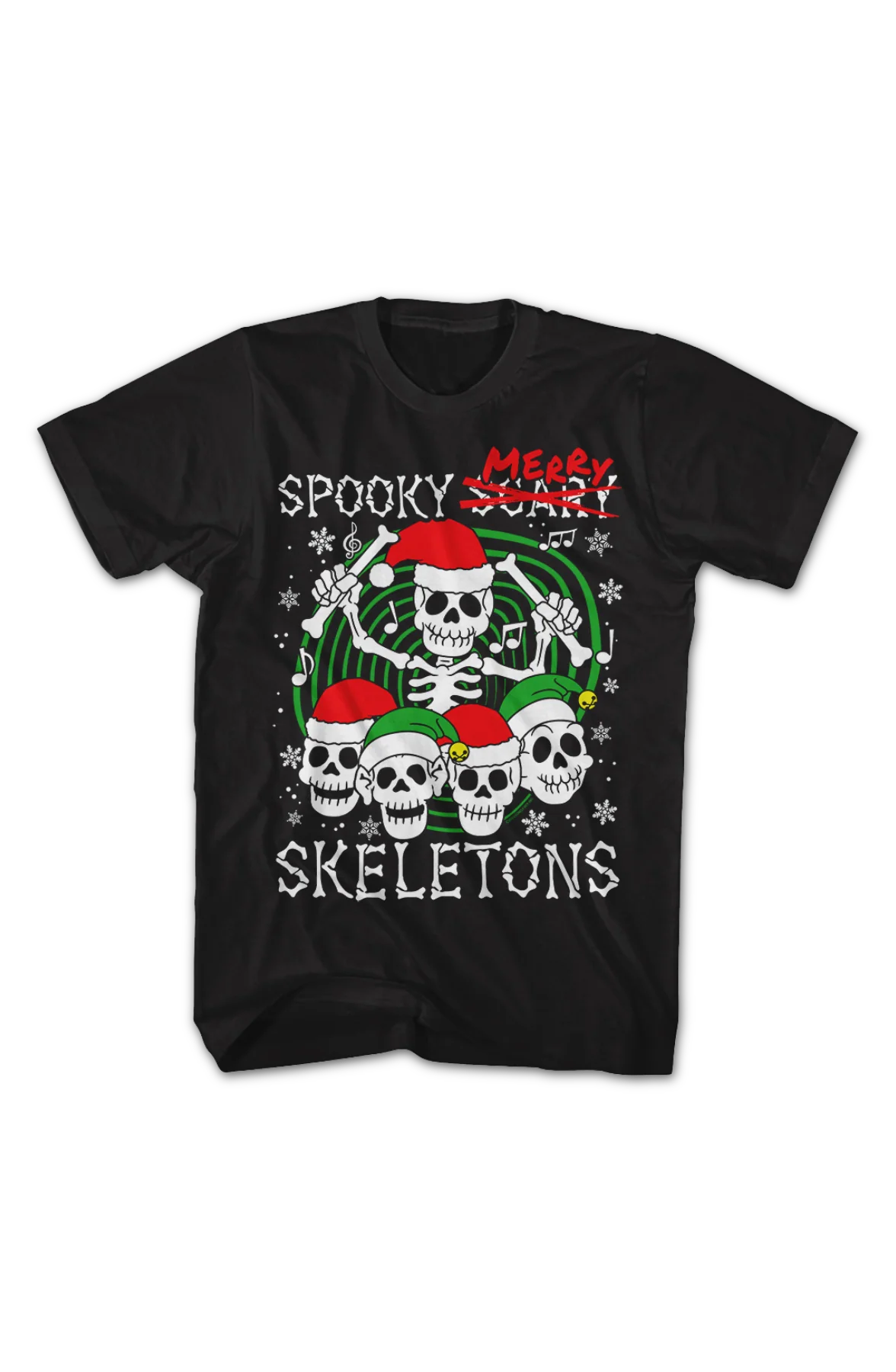 Christmas Hats Spooky Merry Skeletons T-Shirt - Image 2