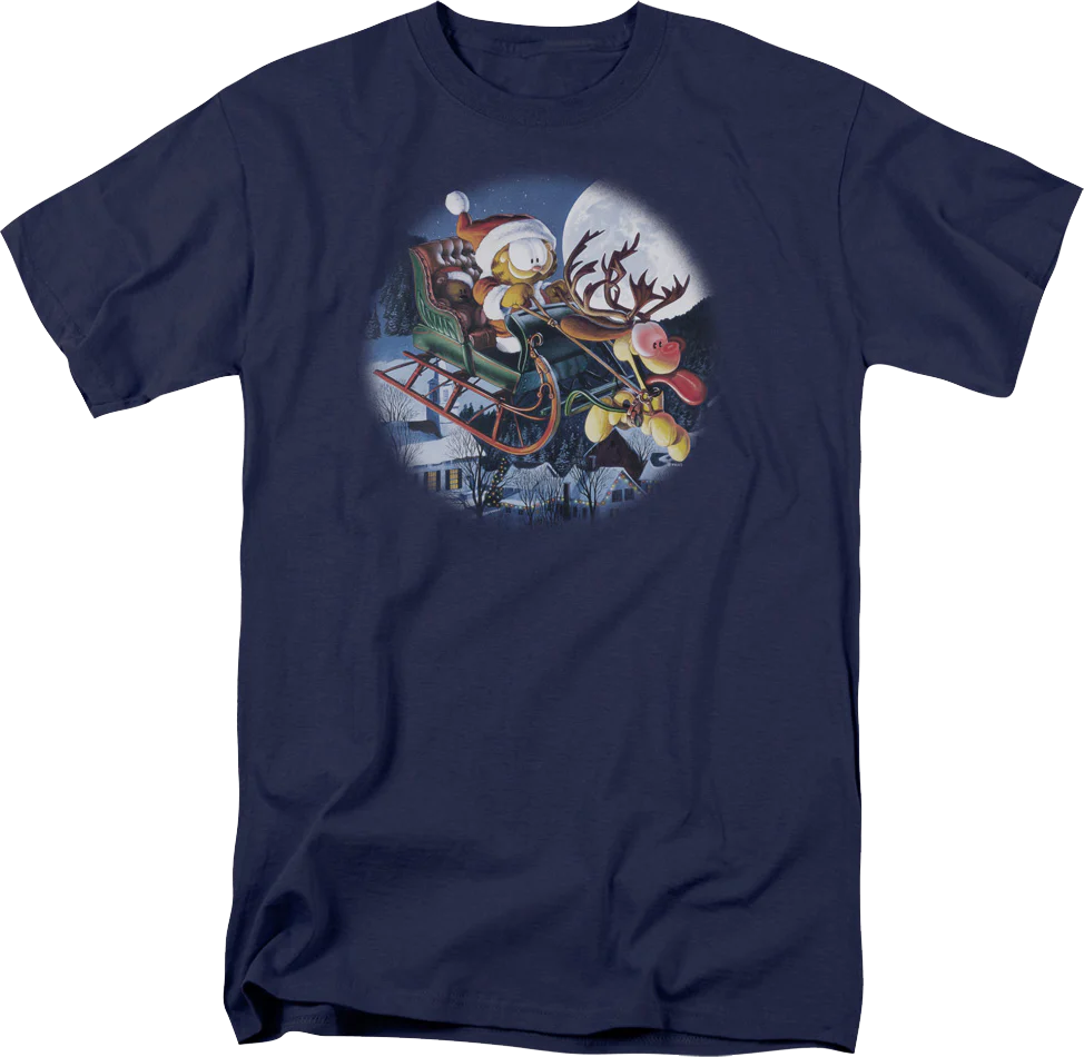 Christmas Sleigh Ride Garfield T-Shirt