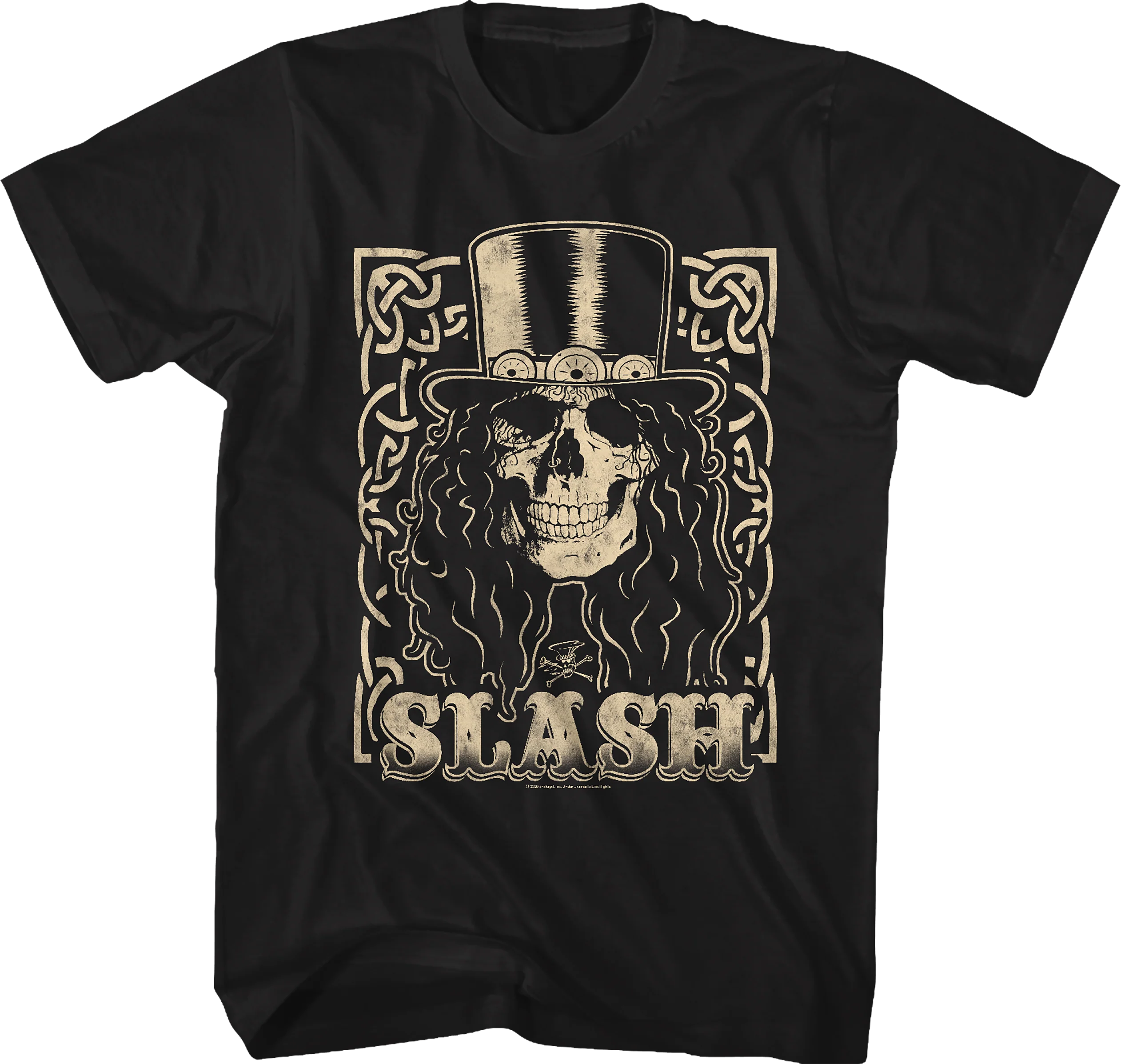 Cream Skull In Top Hat Slash T-Shirt