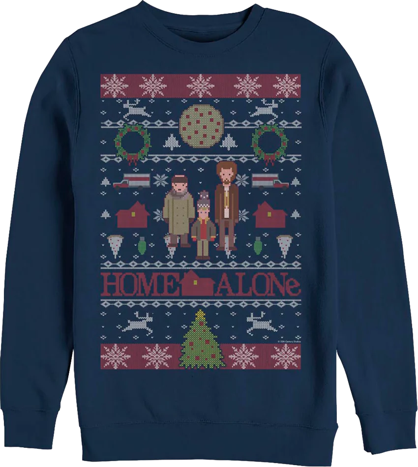 Faux Ugly Christmas Sweater Main Characters Home Alone Sweatshirt