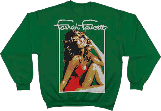 Faux Ugly Knit Farrah Fawcett Christmas Sweatshirt