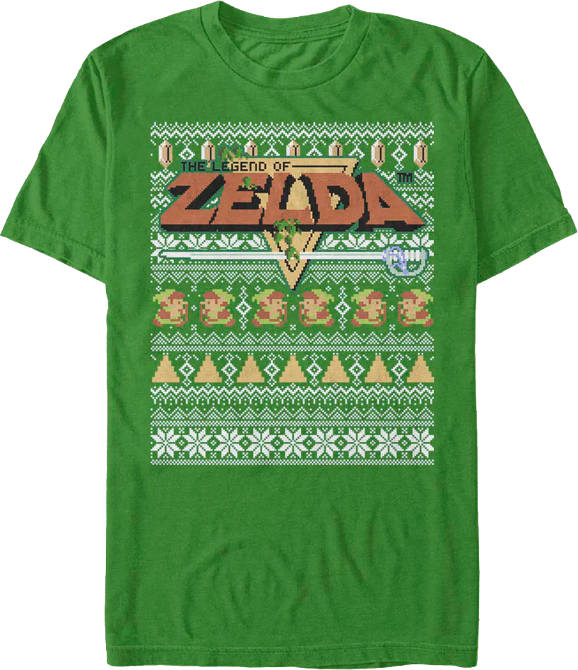 Faux Ugly Knit Legend of Zelda Nintendo Christmas T-Shirt