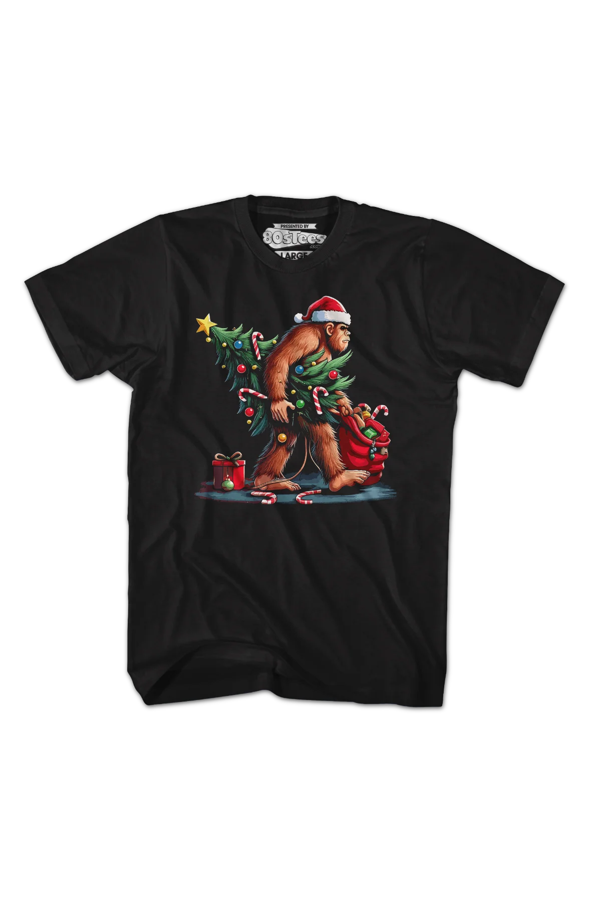 Festive Bigfoot Christmas T-Shirt - Image 2