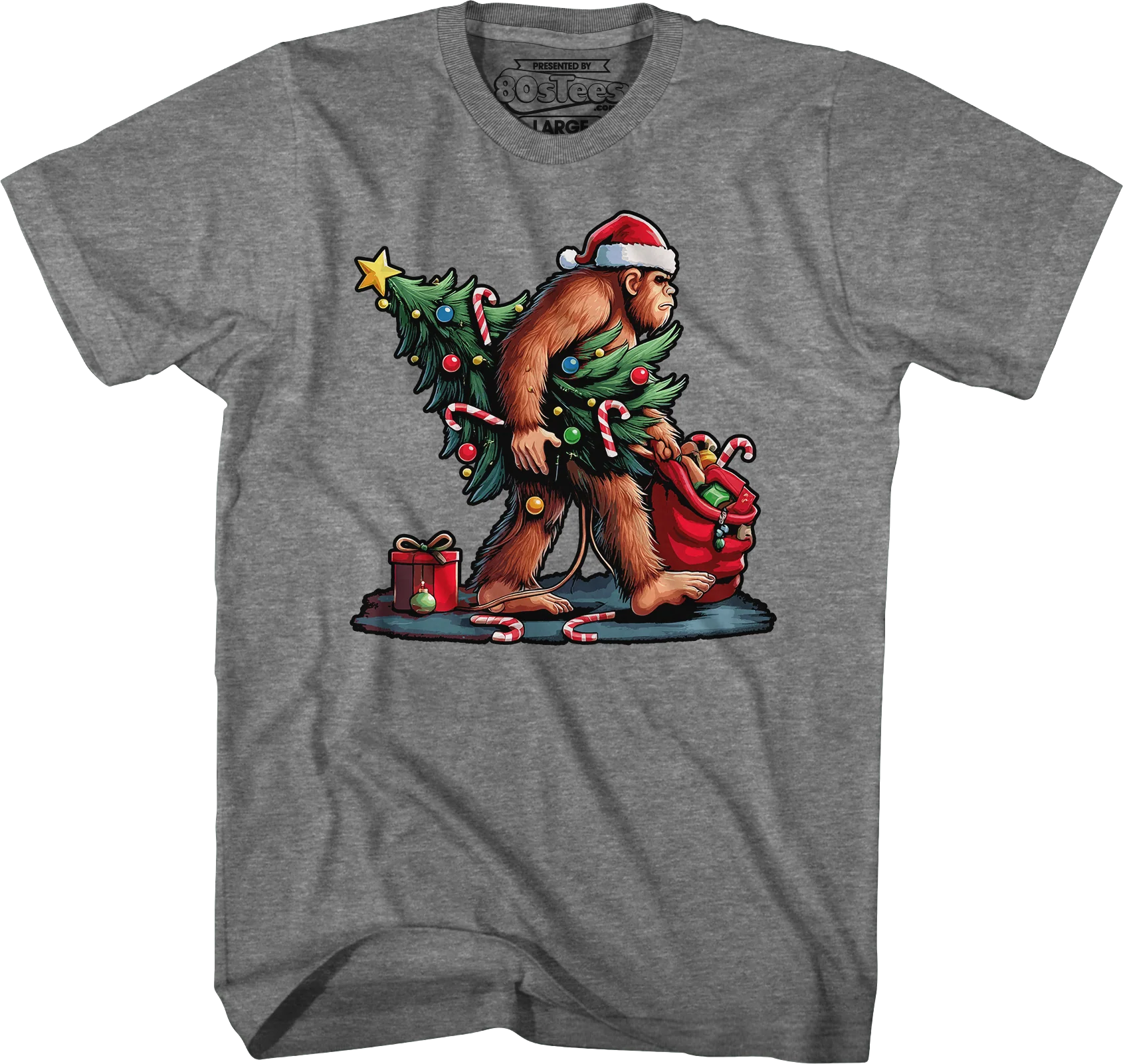 Festive Bigfoot Christmas T-Shirt - Image 3