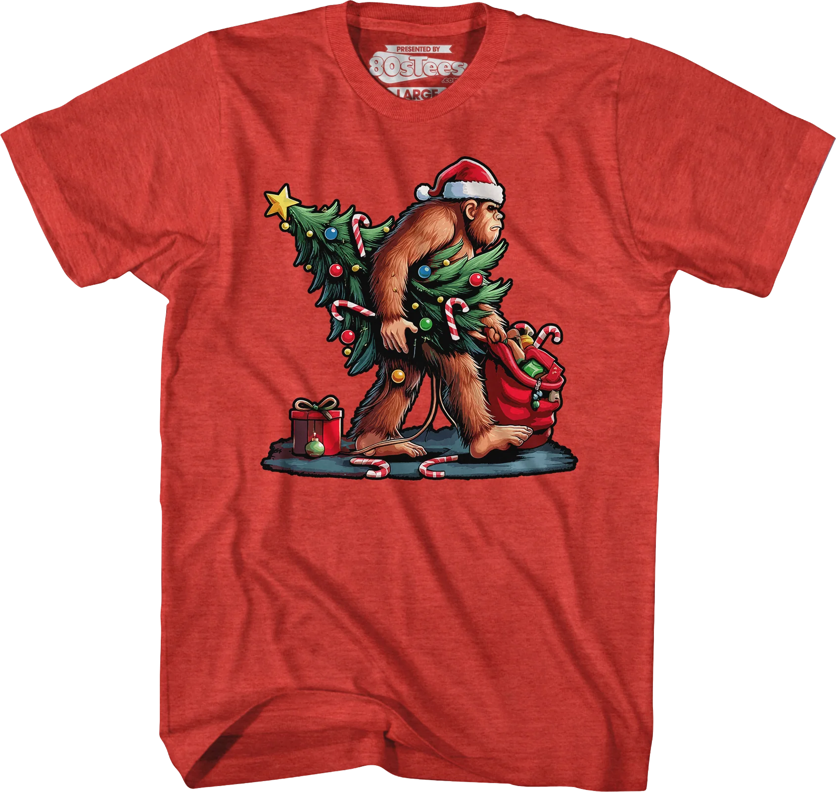 Festive Bigfoot Christmas T-Shirt - Image 4