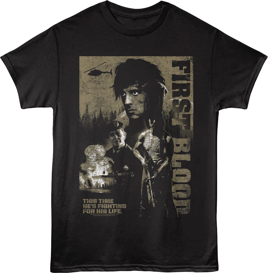 First Blood Tagline Poster Rambo T-Shirt