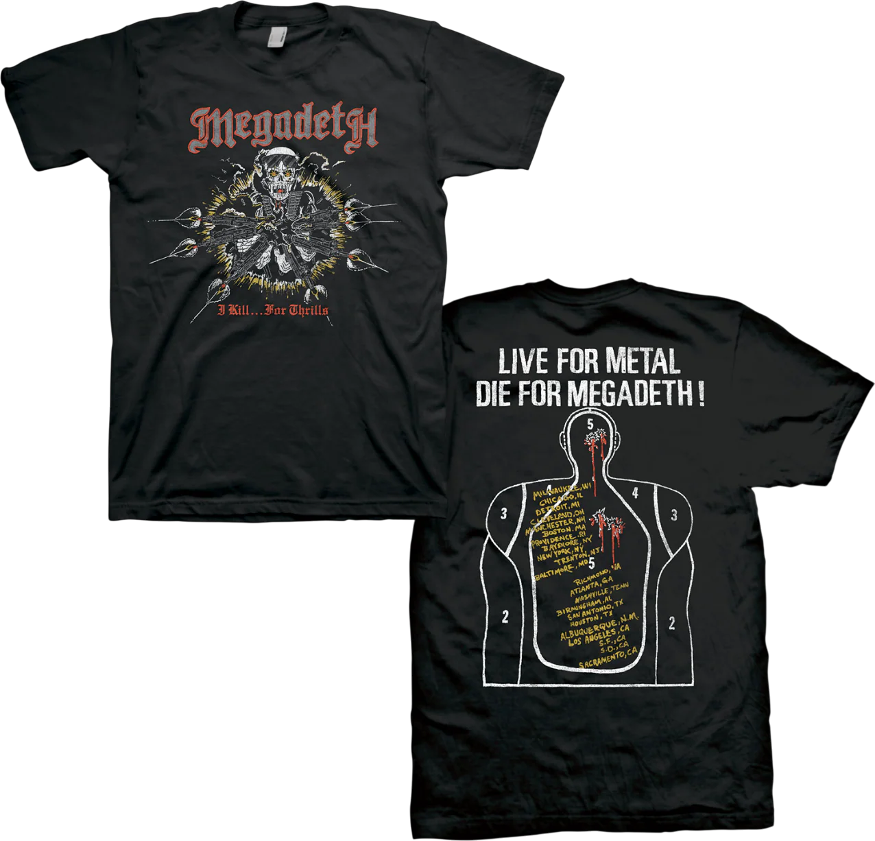 Front & Back I Kill For Thrills Megadeth T-Shirt - Image 3