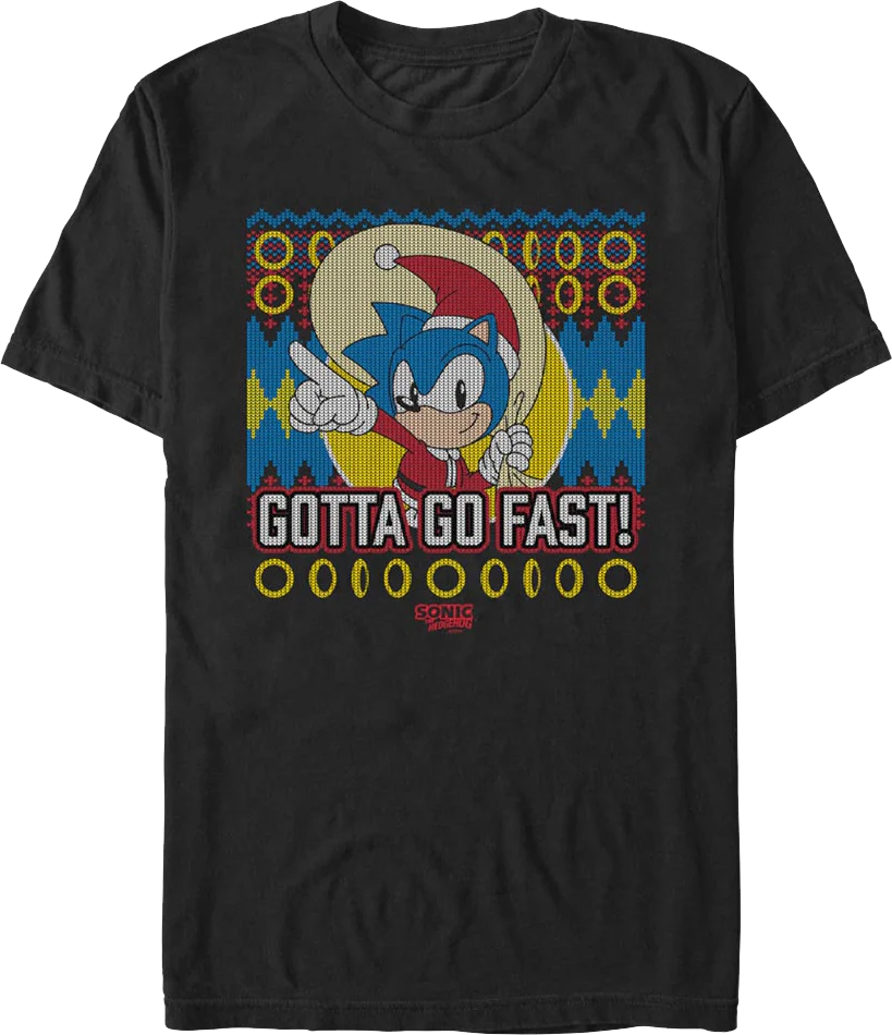 Gotta Go Fast Faux Ugly Christmas Sweater Sonic The Hedgehog T-Shirt