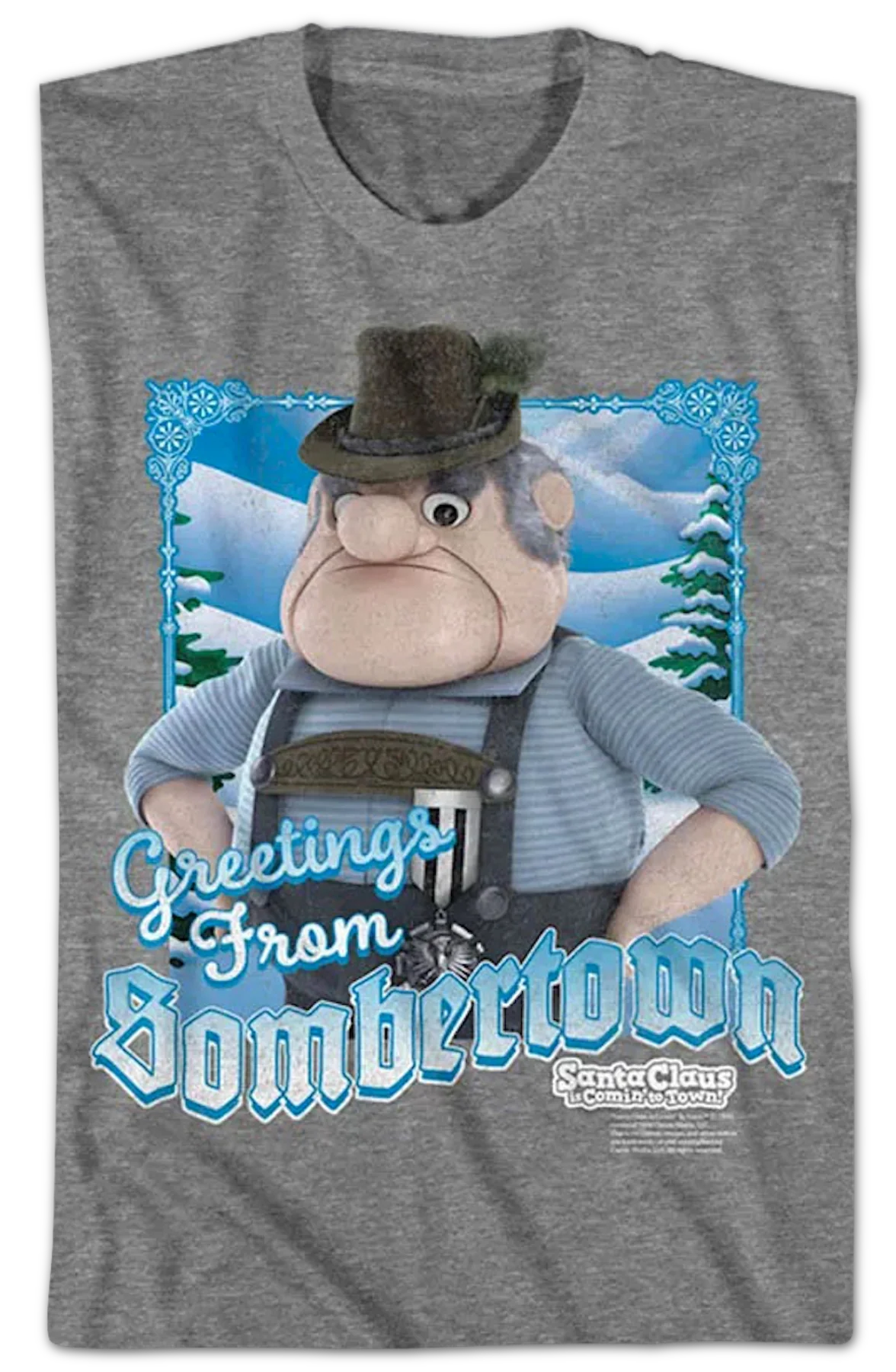 Greetings From Sombertown Santa Claus Is Comin' To Town T-Shirt - Image 2