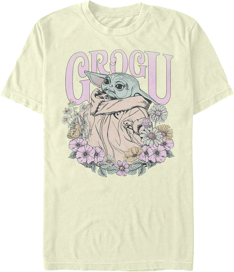 Grogu Flowers Mandalorian Star Wars T-Shirt