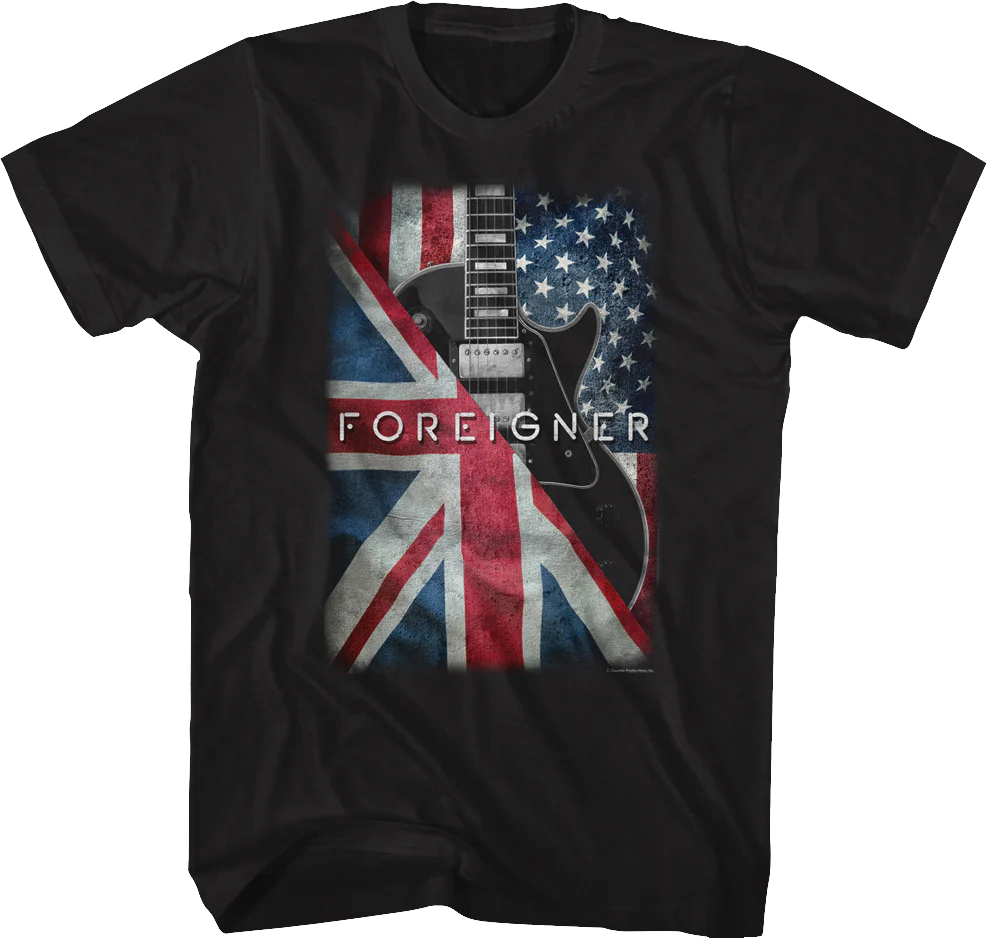 Guitar Wrapped In Flags Foreigner T-Shirt