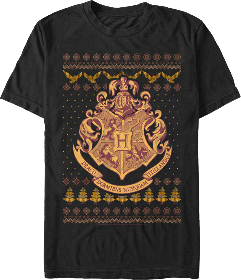 Hogwarts Faux Ugly Christmas Sweater Harry Potter T-Shirt