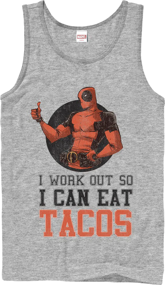 I Work Out So I Can Eat Tacos Deadpool Tank Top