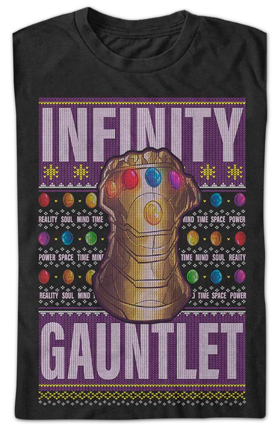 Infinity Gauntlet Faux Ugly Sweater Marvel Comics Christmas T-Shirt - Image 2