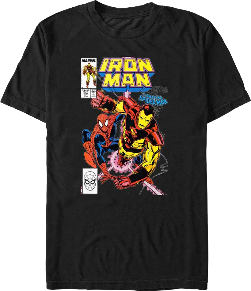 Iron Man And Spider-Man Comic Book Cover Marvel Comics T-Shirt
