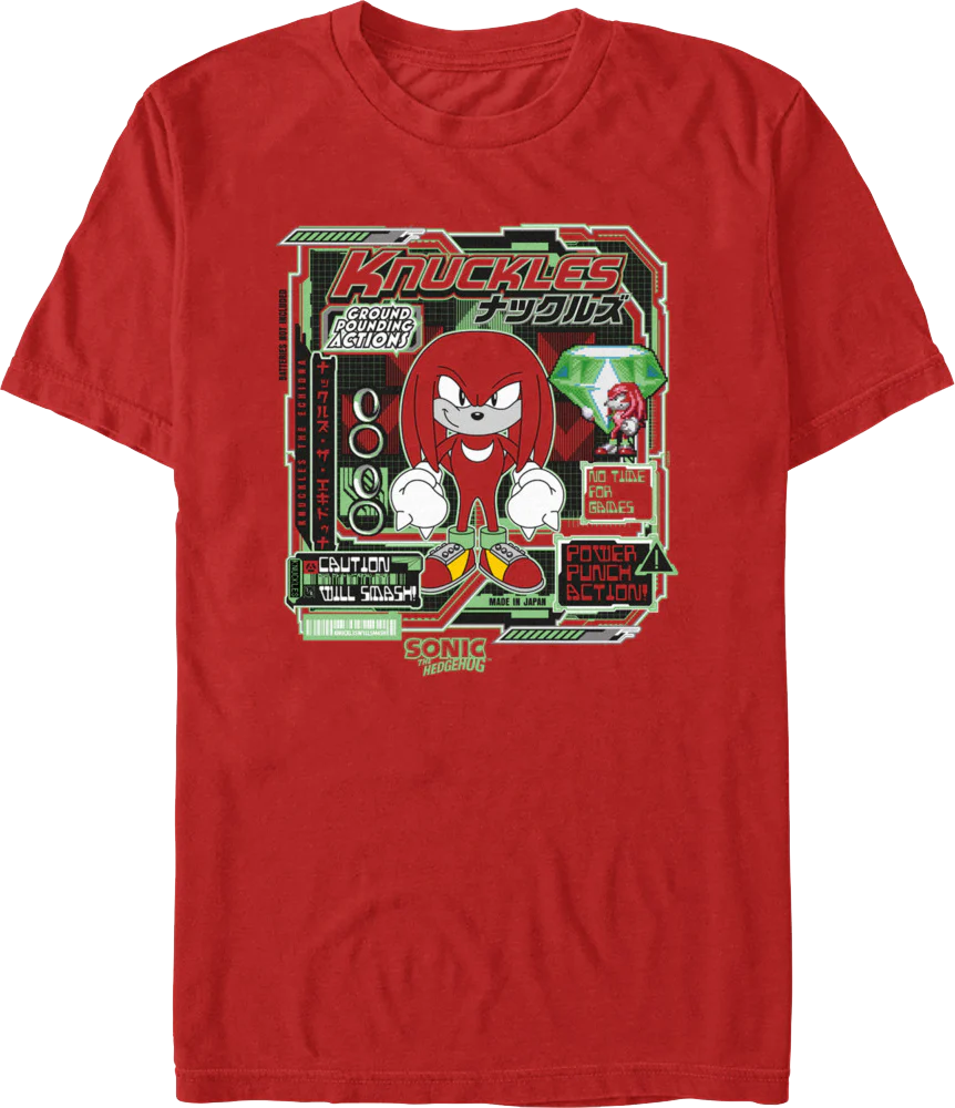 Knuckles Ground Pounding Actions Sonic The Hedgehog T-Shirt