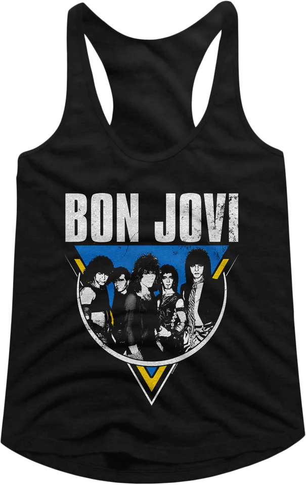 Ladies Distressed Bon Jovi Racerback Tank Top