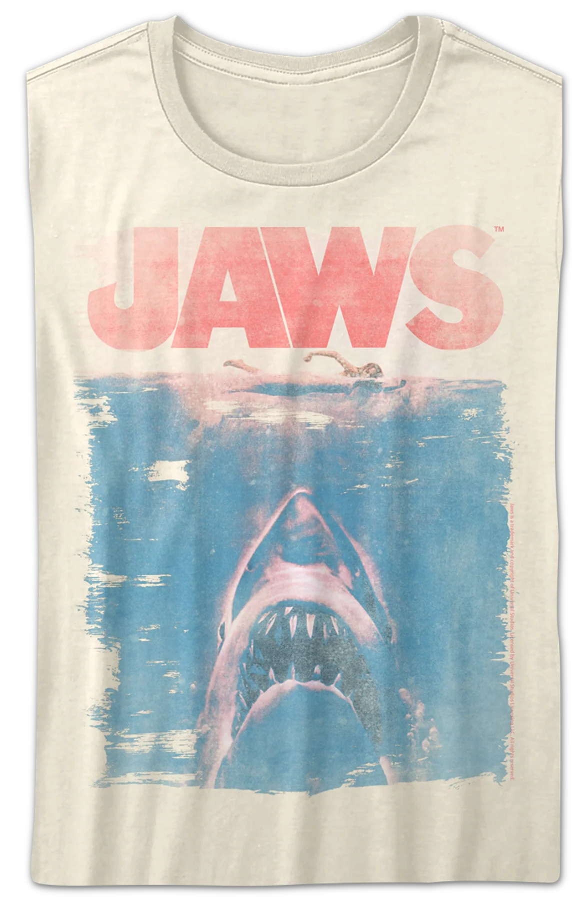 Womens Distressed Movie Poster Jaws Shirt - Image 2