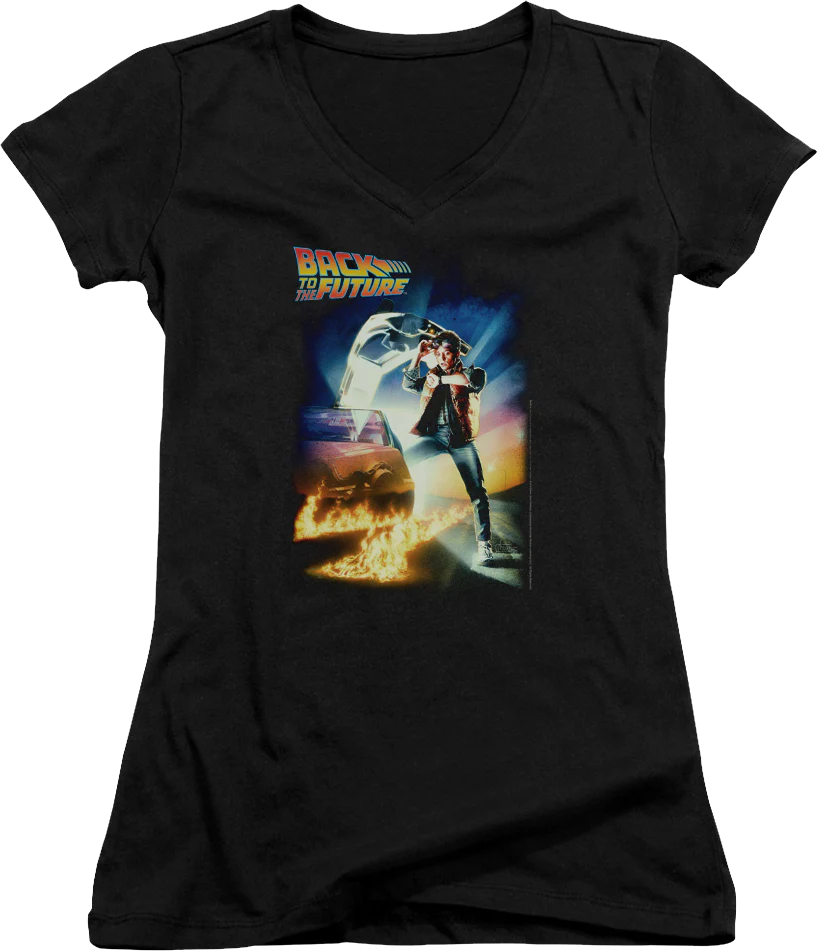 Ladies Movie Poster Back To The Future V-Neck Shirt
