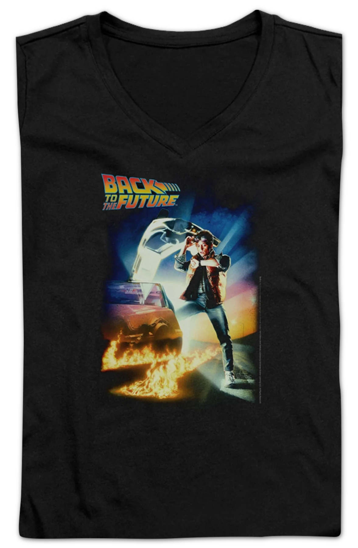 Ladies Movie Poster Back To The Future V-Neck Shirt - Image 2