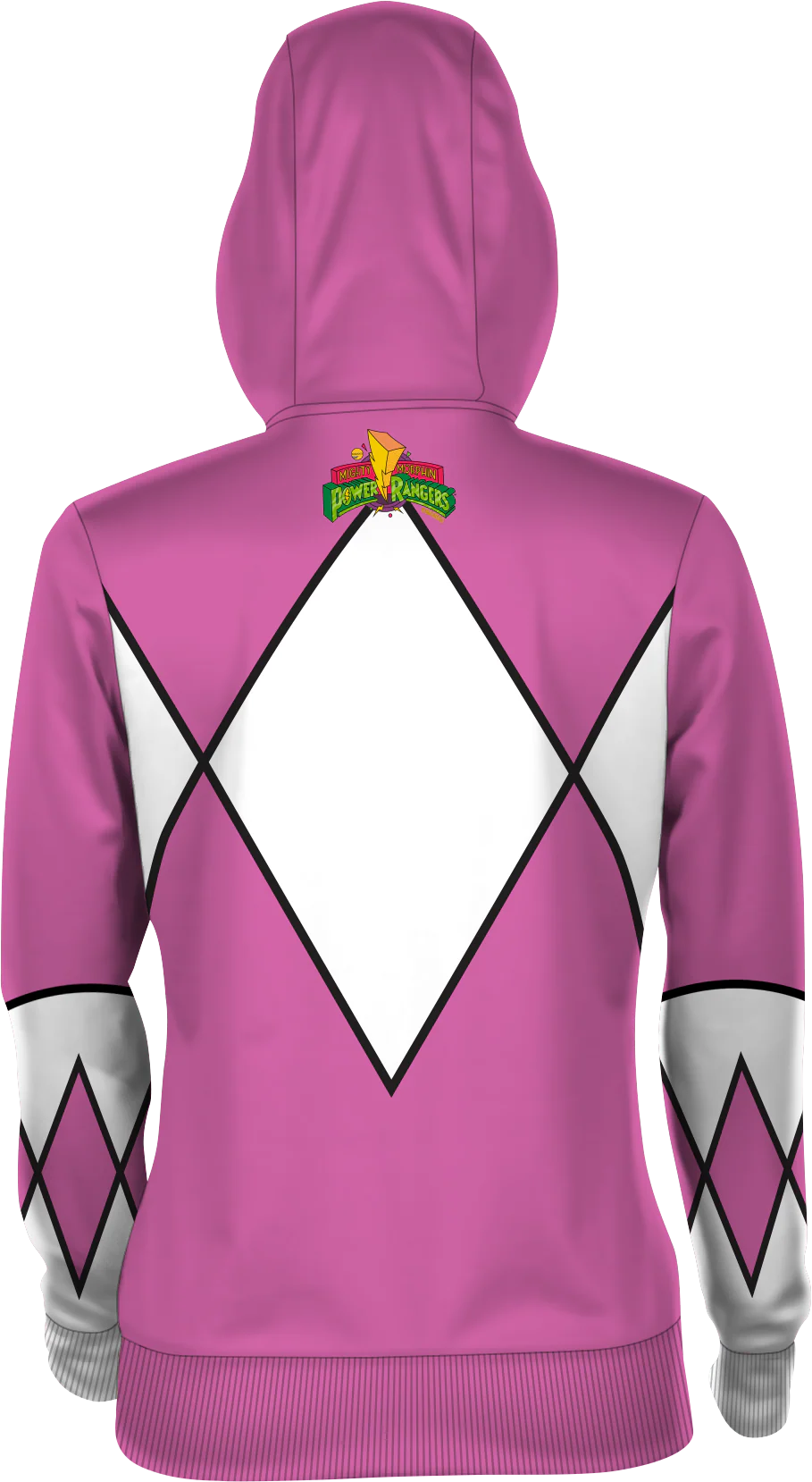 Ladies Pink Ranger Mighty Morphin Power Rangers Costume Hoodie - Image 3