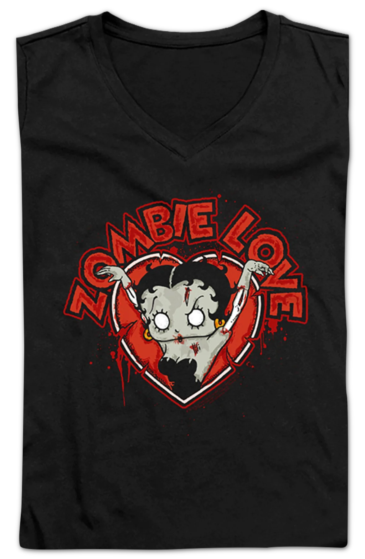 Ladies Zombie Love Betty Boop V-Neck Shirt