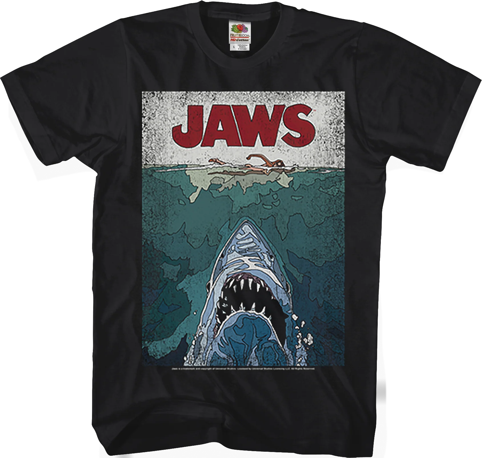 Lined Poster Jaws T-Shirt