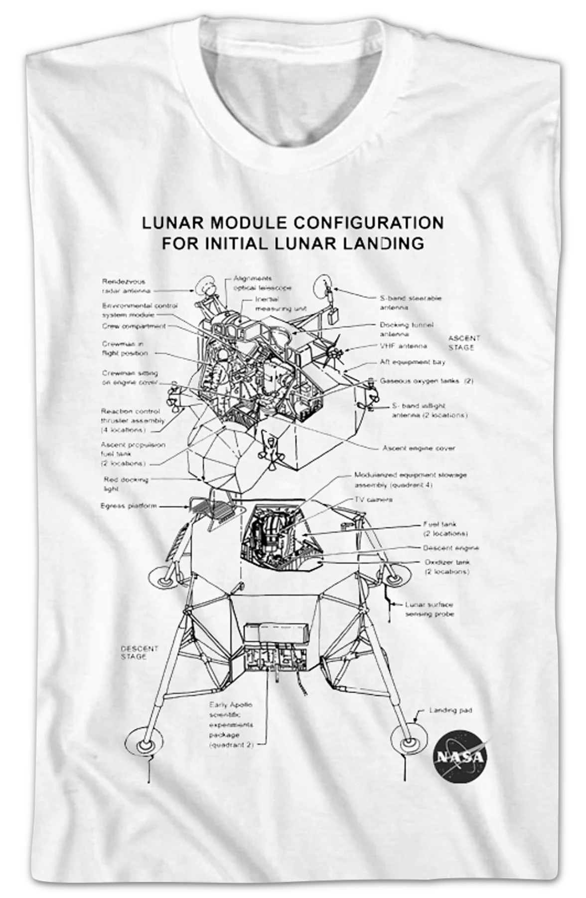 Lunar Module Configuration NASA T-Shirt - Image 2