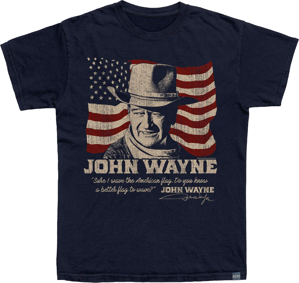 Made In USA John Wayne American Flag T-Shirt