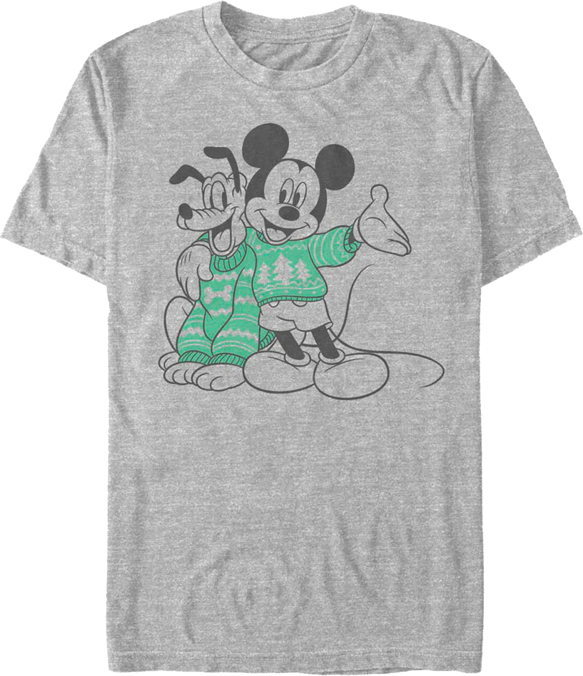 Mickey Mouse & Pluto Christmas Sweaters Disney T-Shirt