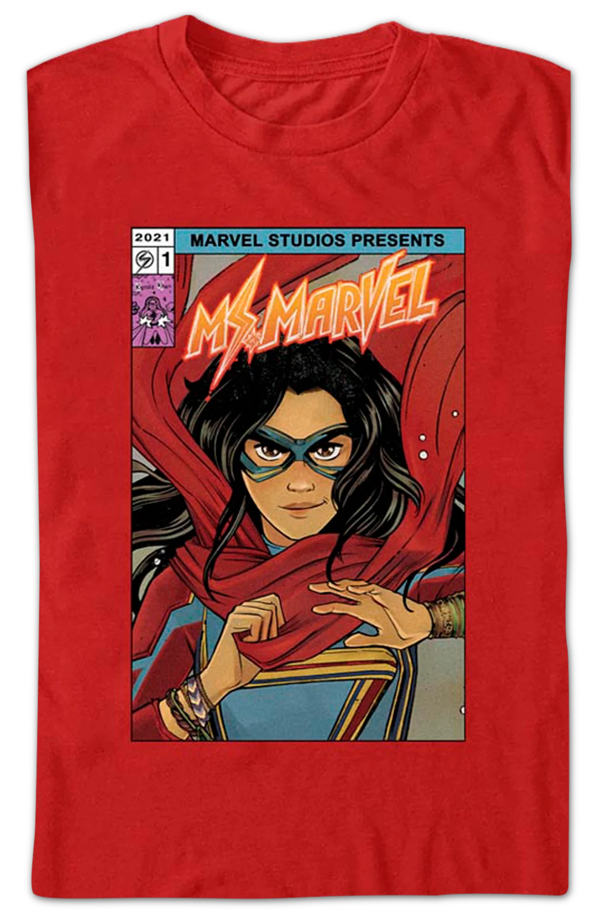 Ms. Marvel Comic Book Cover Marvel Comics T-Shirt - Image 2