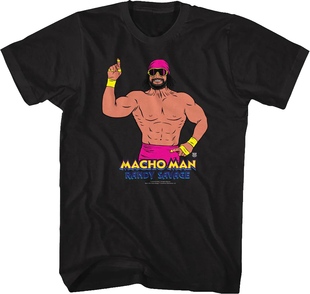 Multicolor Illustrated Macho Man Randy Savage T-Shirt