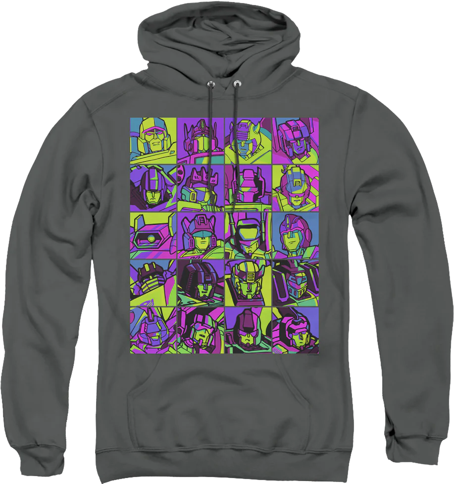 Neon Pop Art Robot Collage Transformers Hoodie
