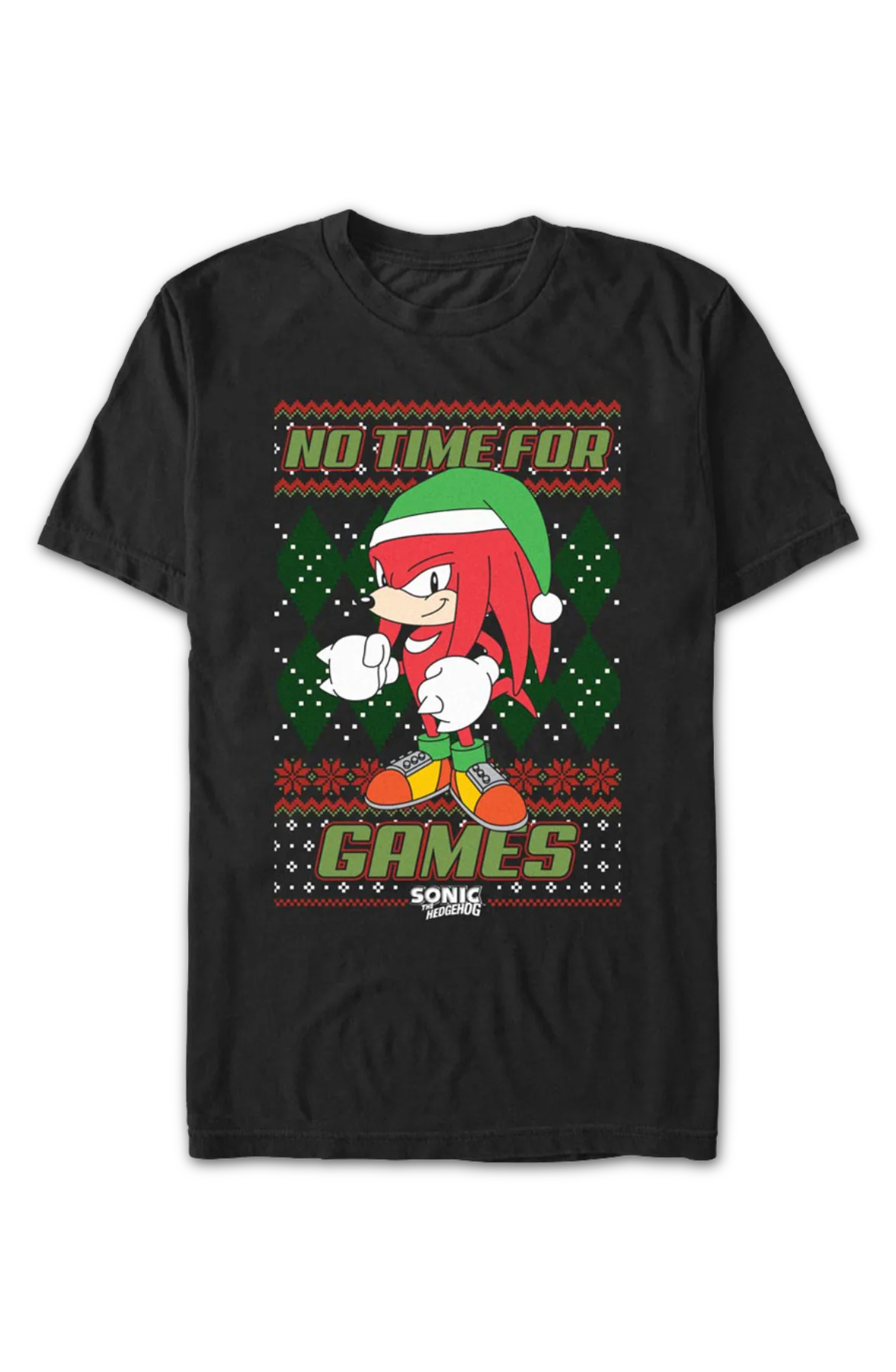No Time For Games Faux Ugly Sweater Sonic The Hedgehog T-Shirt - Image 2