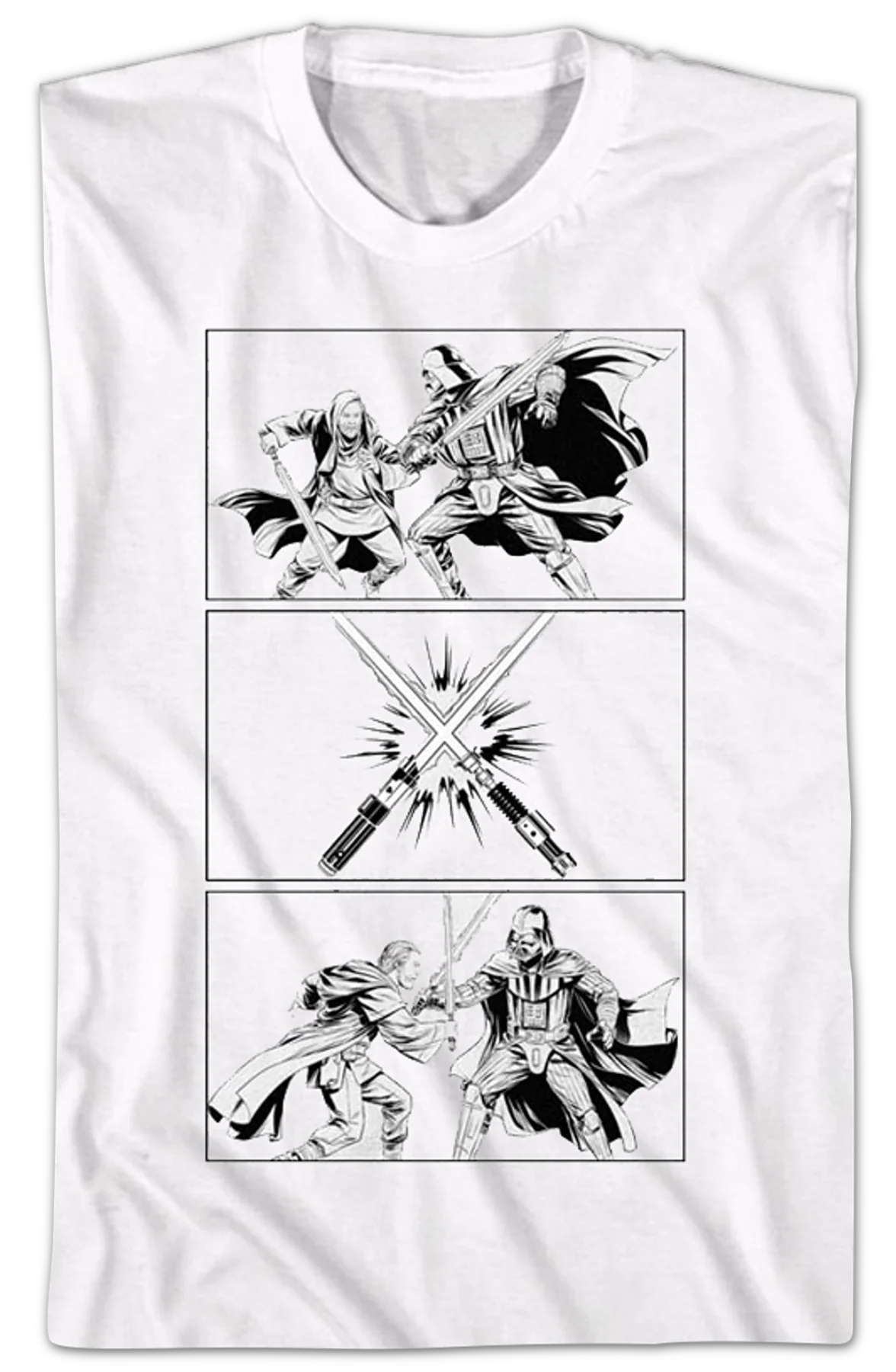 Obi-Wan Kenobi vs Darth Vader Sketch Star Wars T-Shirt - Image 2