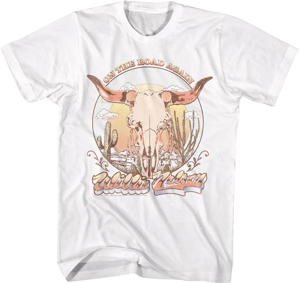 On The Road Again Skull Willie Nelson T-Shirt