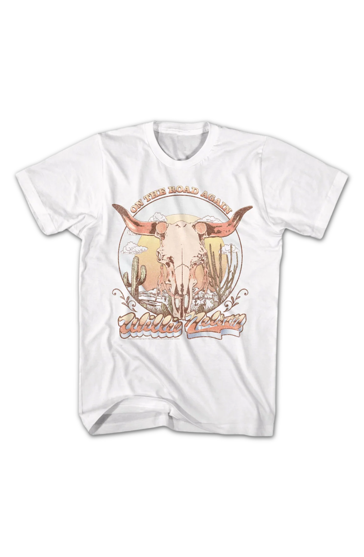 On The Road Again Skull Willie Nelson T-Shirt - Image 2