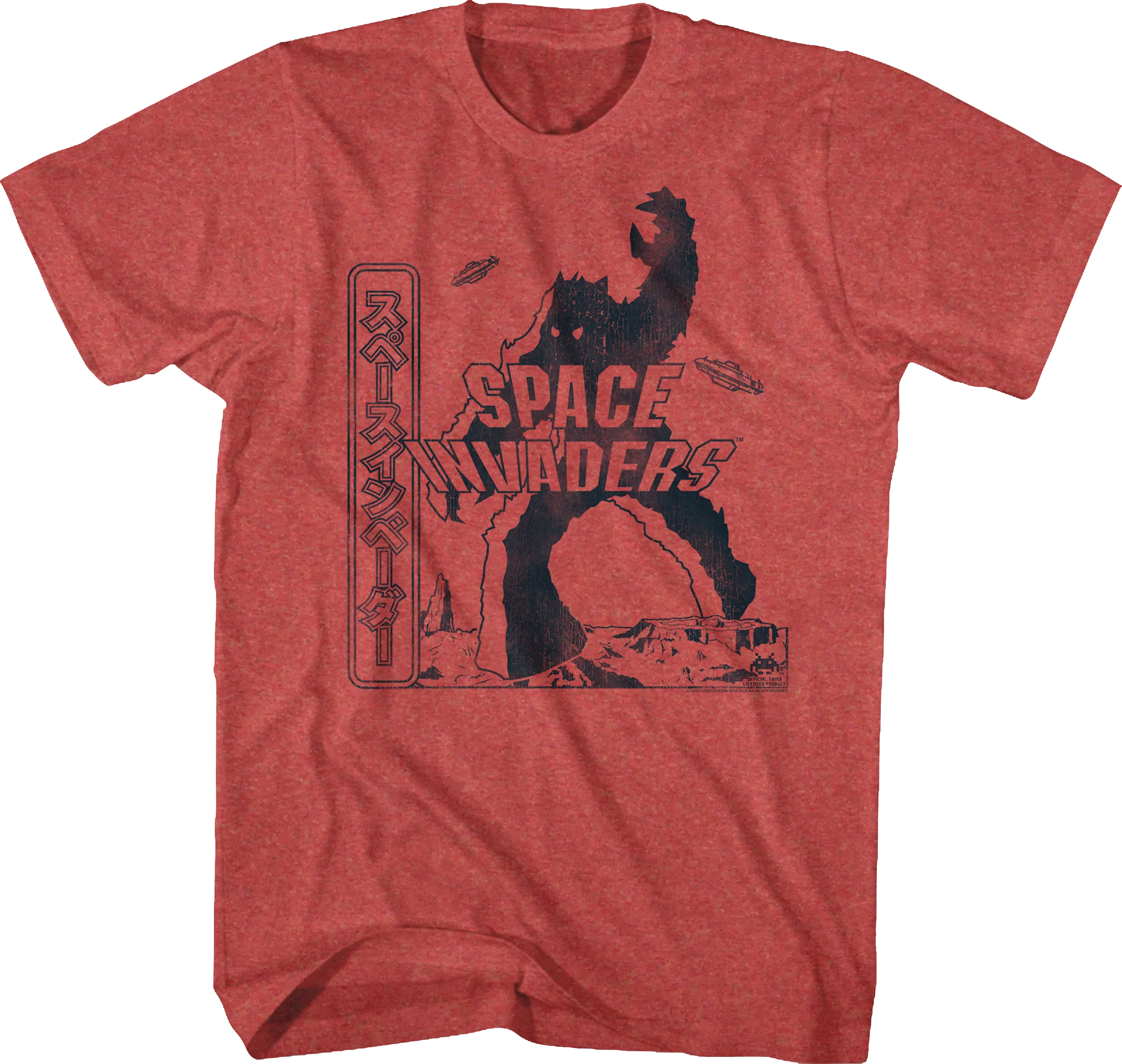 Red Japanese Space Invaders T-Shirt