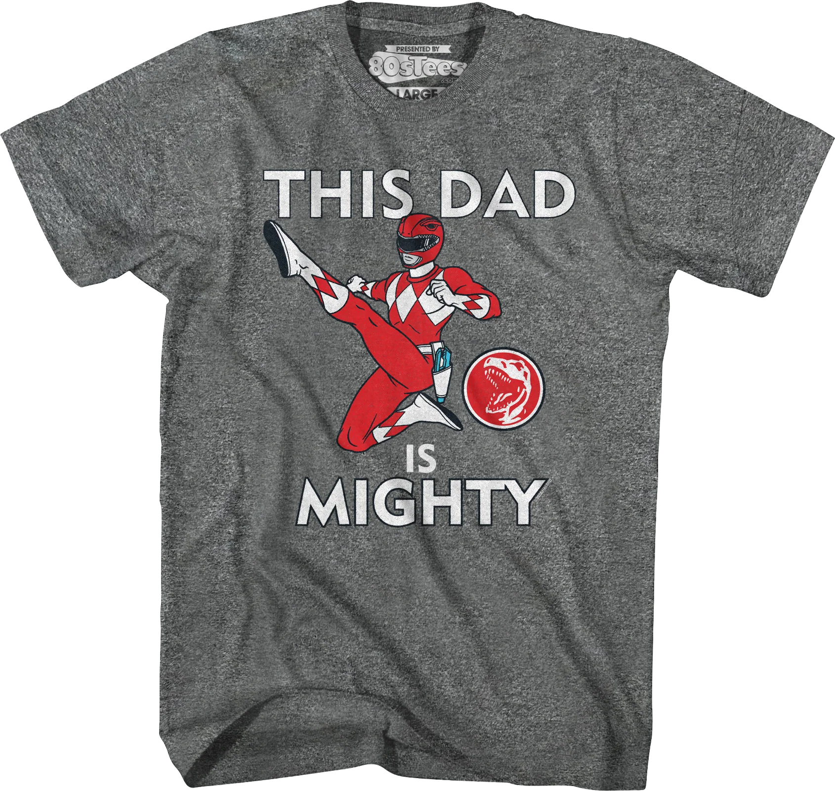 Red Ranger This Dad Mighty Morphin Power Rangers T-Shirt - Image 3