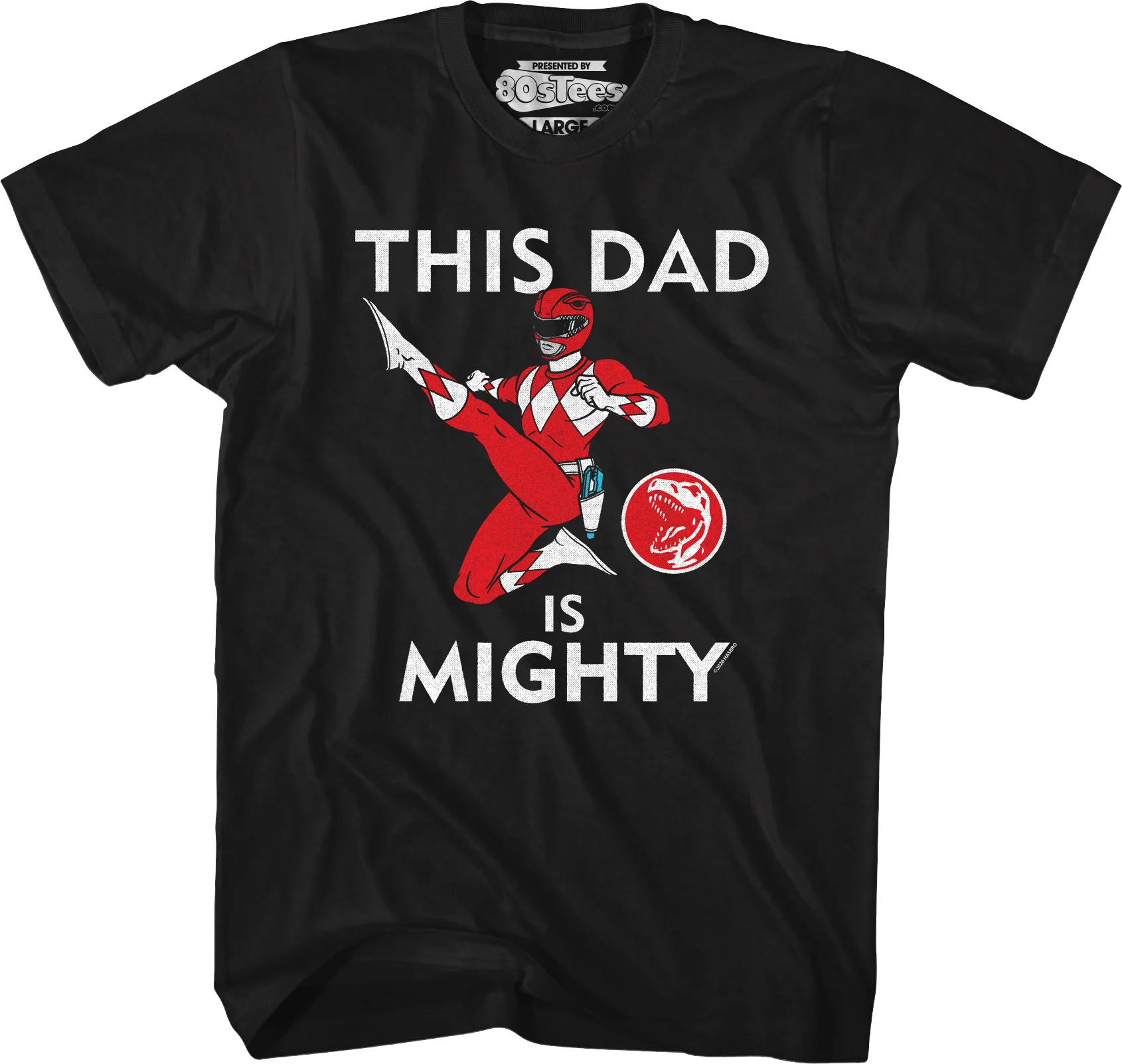 Red Ranger This Dad Mighty Morphin Power Rangers T-Shirt - Image 4