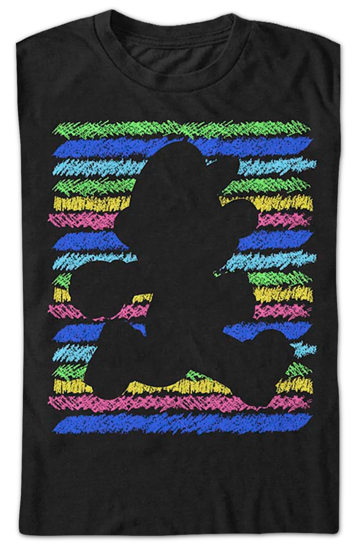 Retro Crayon Stripes Silhouette Super Mario Bros. T-Shirt - Image 2