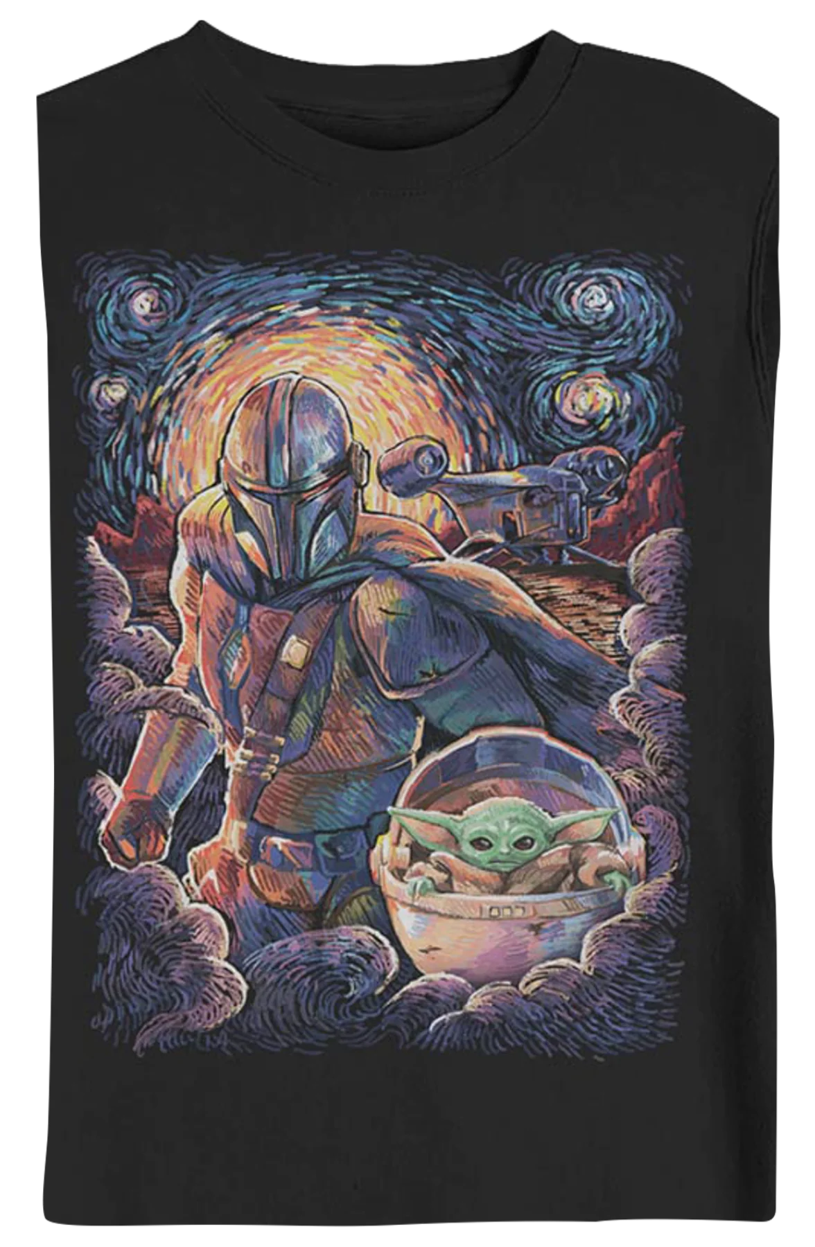 Starry Mandalorian And Child Star Wars Sweatshirt - Image 2