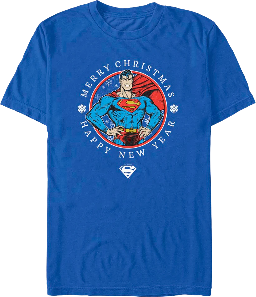 Superman Merry Christmas Happy New Year DC Comics T-Shirt
