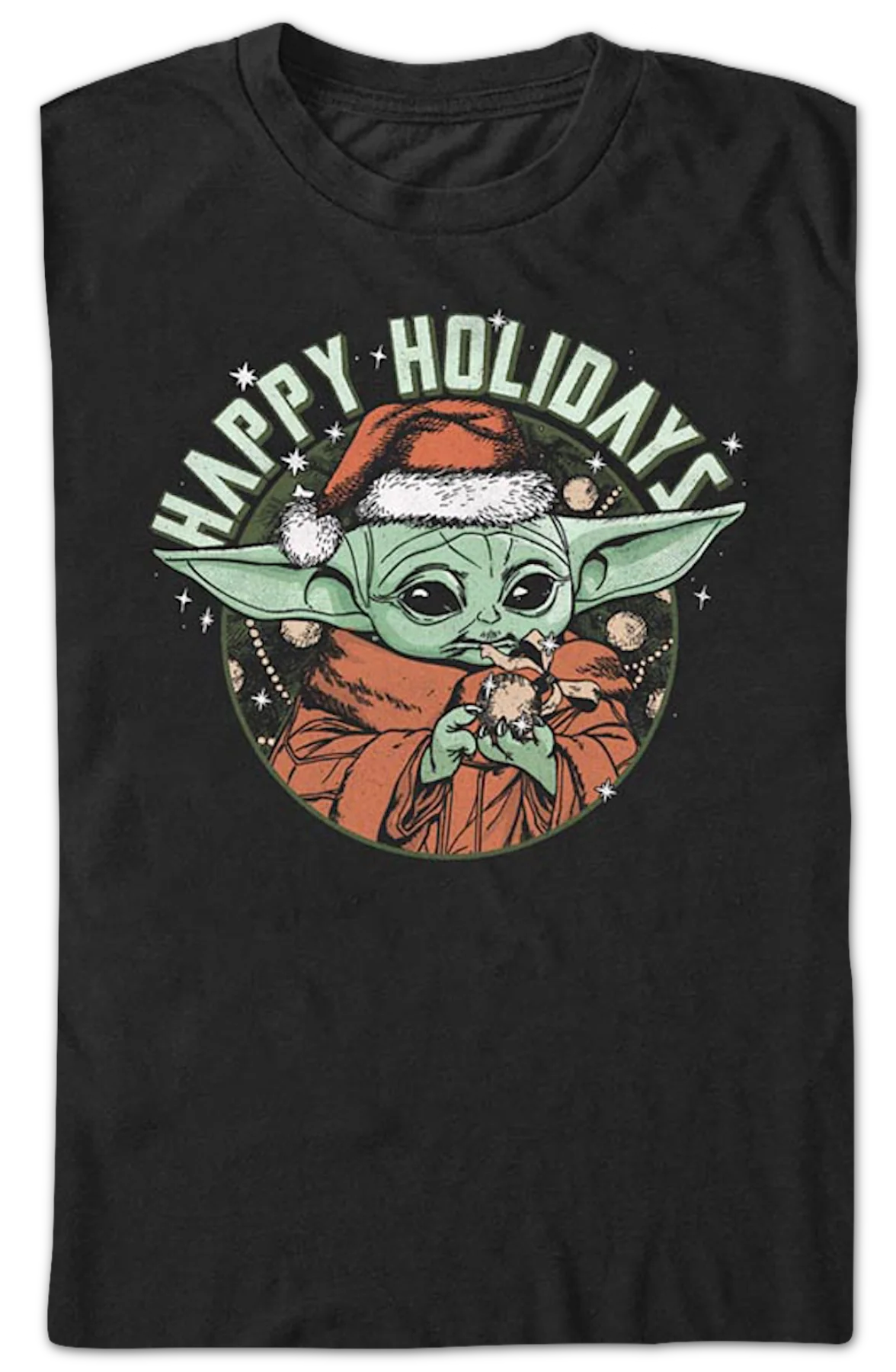 The Child Happy Holidays The Mandalorian Star Wars T-Shirt - Image 2